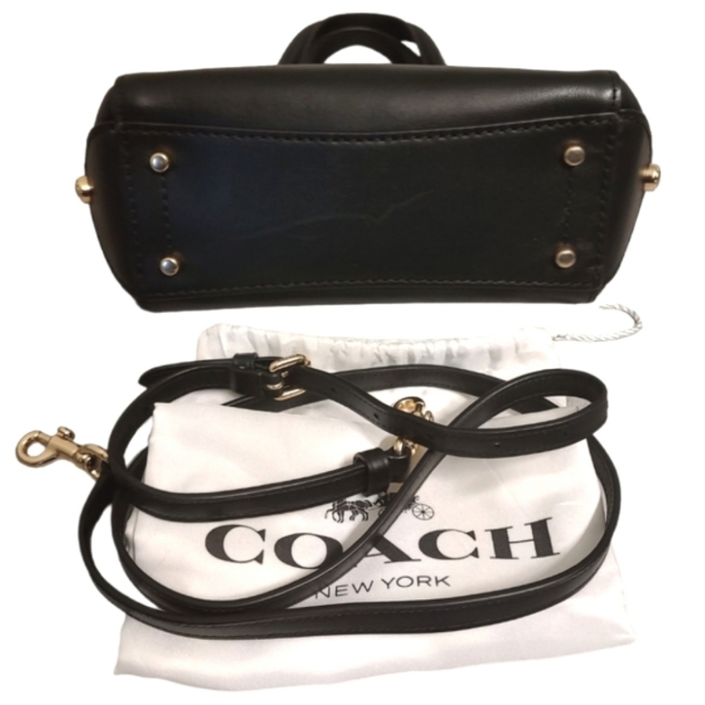 COACH Grace Bag 20 Framed Dowel Calf Leather Crossbody Tote Satchel Black 31918 - Picture 8 of 16